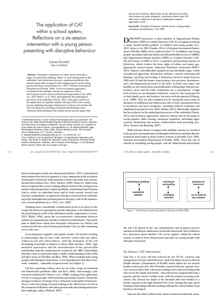 CAT Intervention for Disruptive Youth | PDF | Psychotherapy | Mental ...