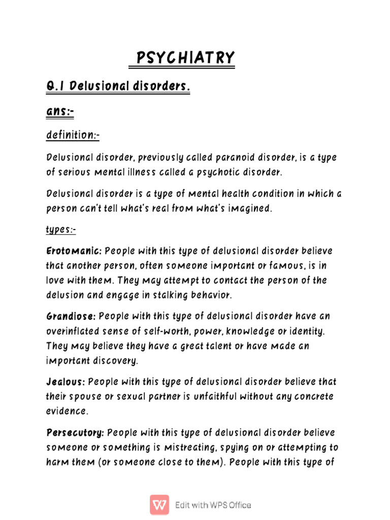 Understanding Delusional Disorders and Treatments | PDF | Personality ...