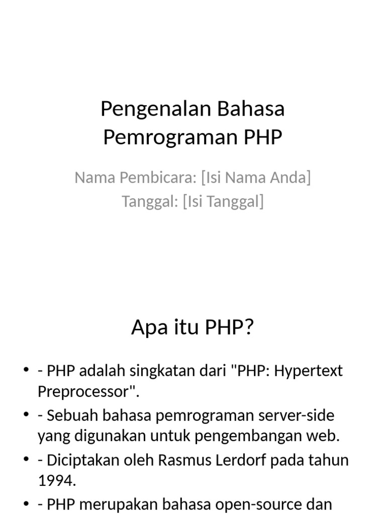 Pengenalan Dasar Bahasa Pemrograman PHP | PDF