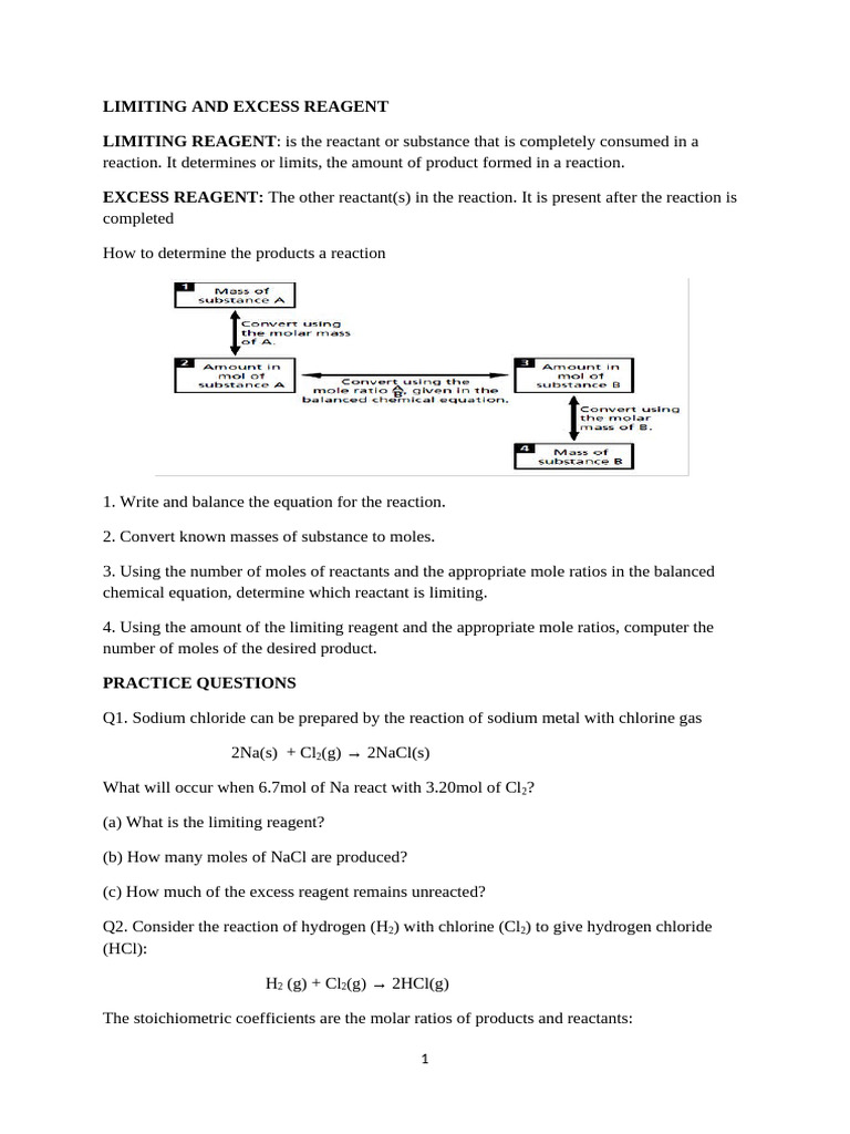 Limiting_and_excess_reagent | PDF | Stoichiometry | Chemistry