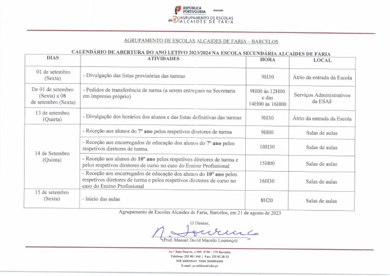 Calendario ESAF | PDF