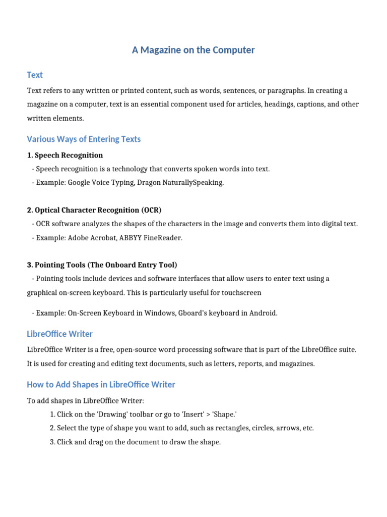 A Magazine On The Computer Class 7 | PDF | Computer Keyboard | Speech ...