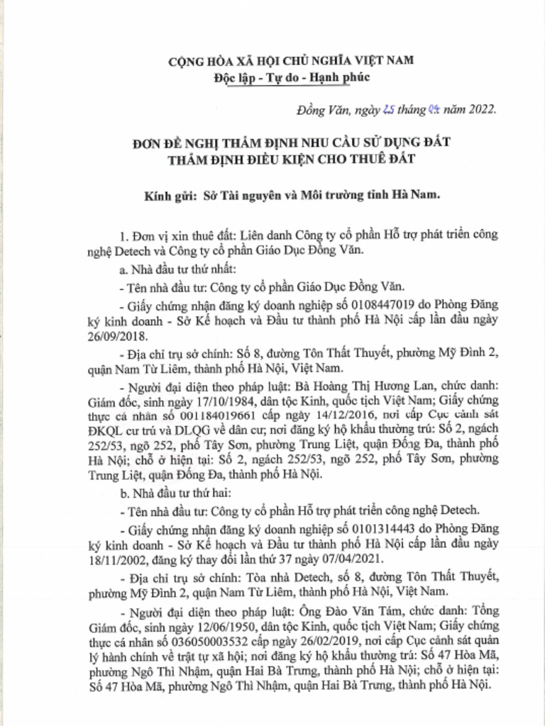 Don de Nghi Tham Dinh Nhu Cau Su Dung Dat | PDF