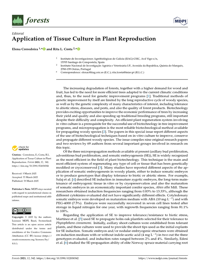 Application of Tissue Culture in Plant R | PDF | Biology | Reproduction