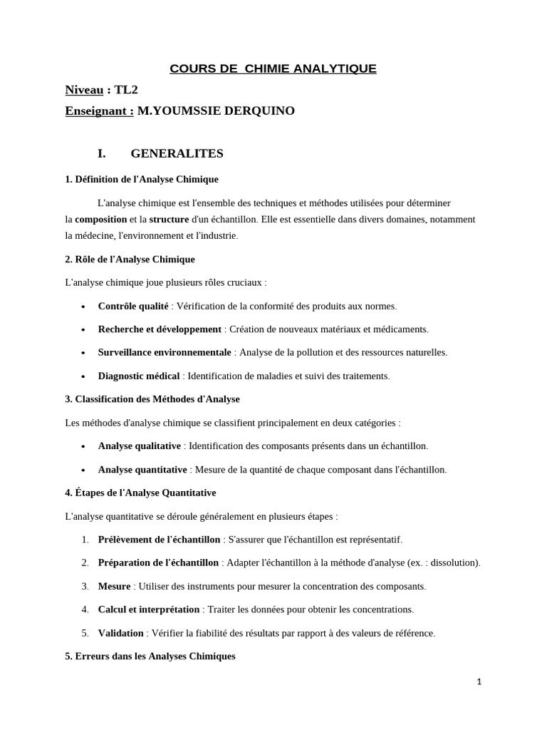 Cours de Chimie Analytique L2 | PDF | Titrage | Chimie