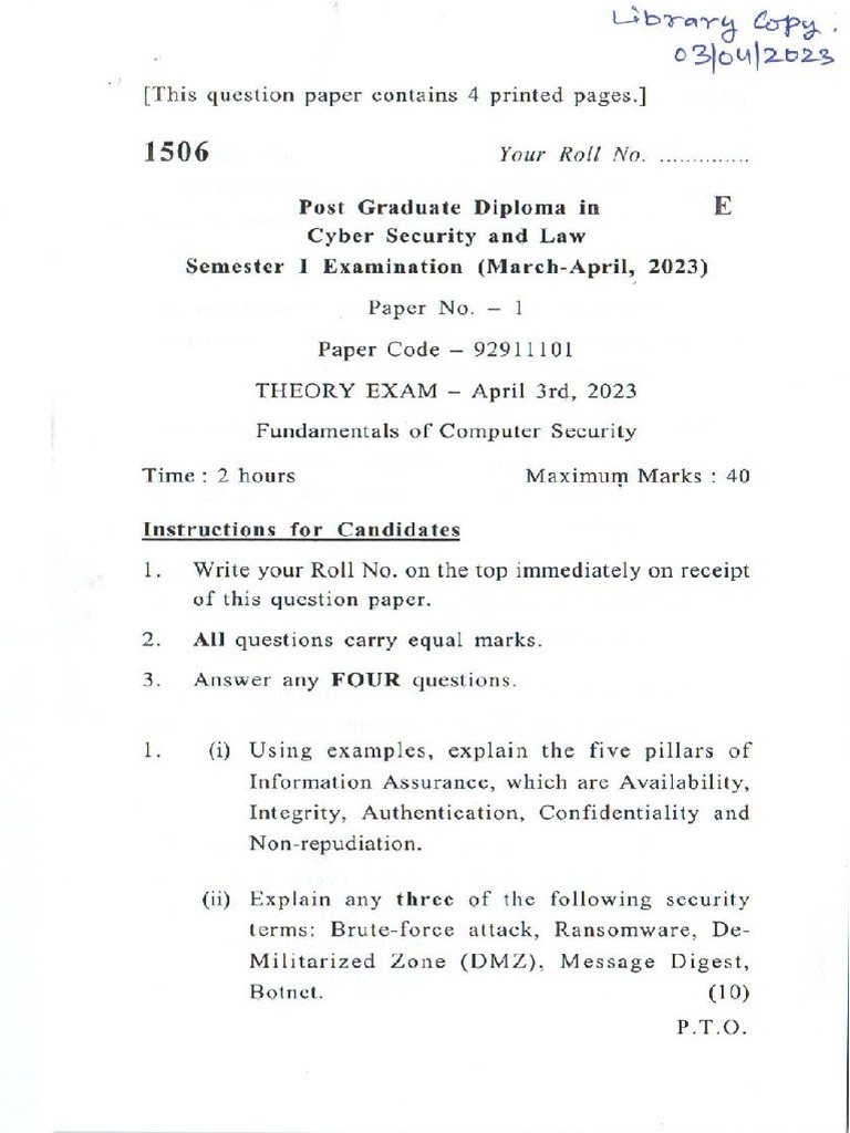 2023 Fundamentals of Computer Security | PDF