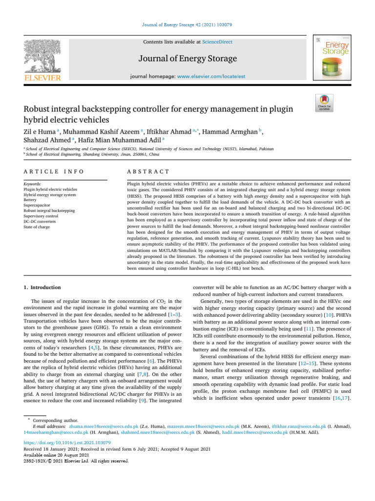 2020 Robust Integral Backstepping Controller For Energy Management in ...