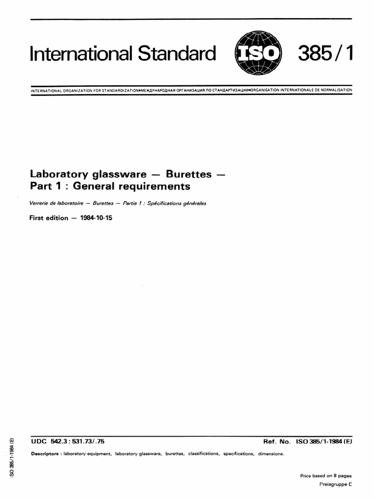 ISO 385-1: Burettes General Requirements | PDF | International ...