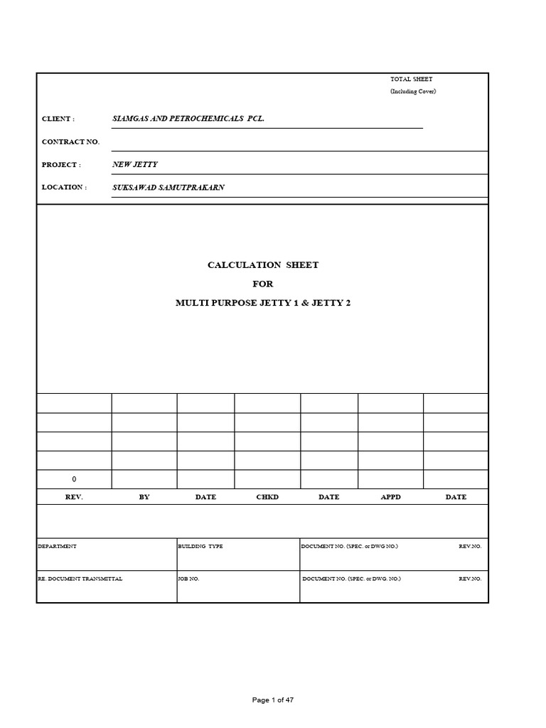 Multi-Purpose Jetty Design Calculation Sheet | PDF | Civil Engineering ...