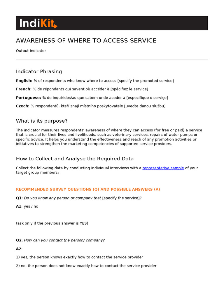 Indicator Awareness of Where To Access Service | PDF