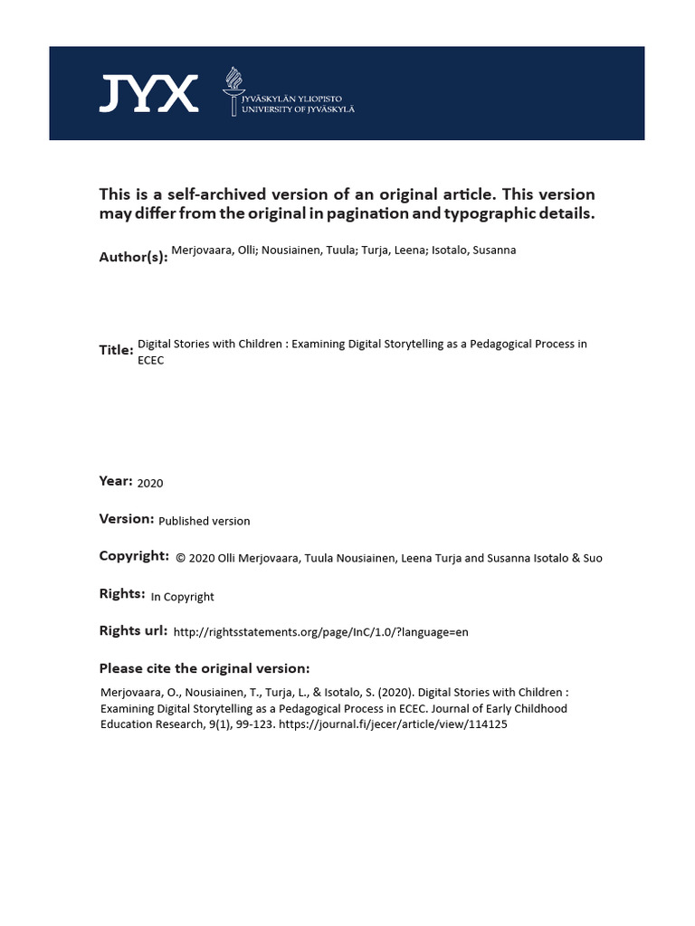 Digital Stories With Children: Examining Digital Storytelling As A ...
