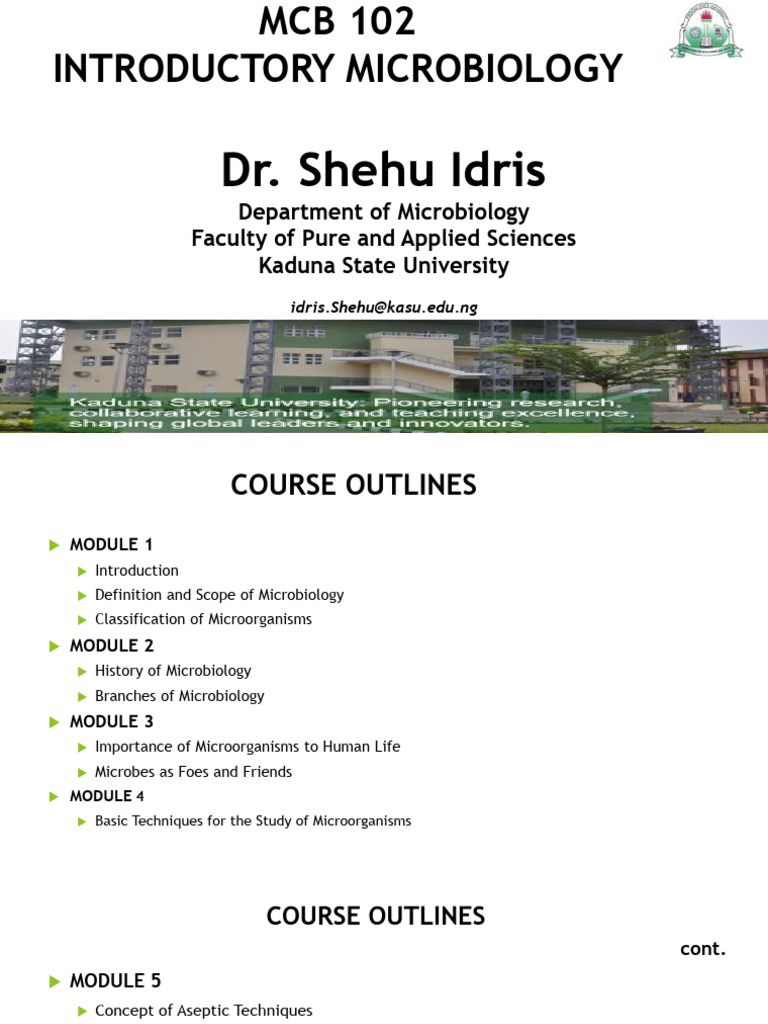 MCB 102: Introductory Microbiology Outline | PDF | Microorganism ...