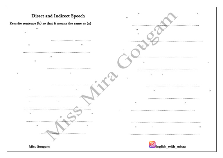 Direct Indirect Speech Tasks | PDF