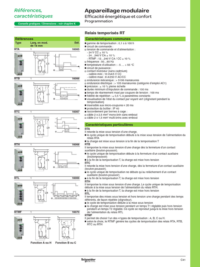 Relais Temporisés RTA et Caractéristiques | PDF | Électricité ...