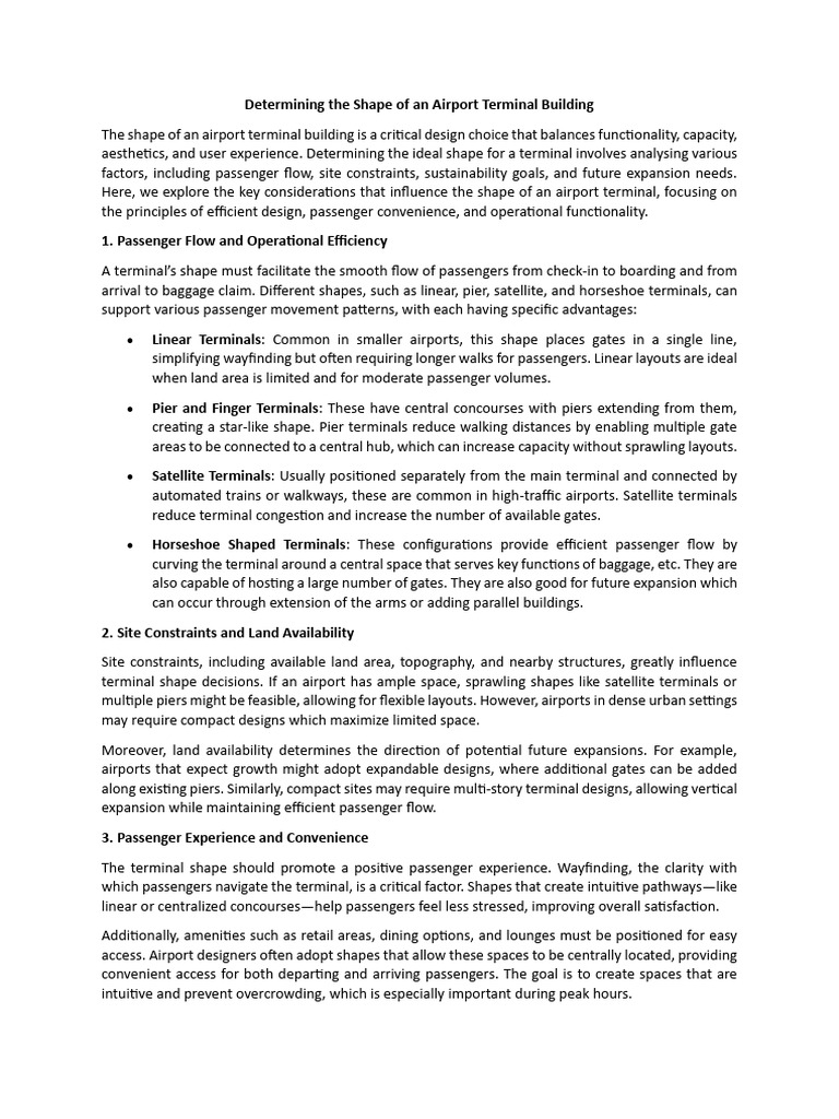 Airport Terminal Shape Design Factors | PDF | Airport | Sustainable ...