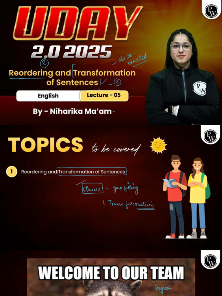 Grammar 05 - Reordering and Transformation of Sentences - Class Notes ...