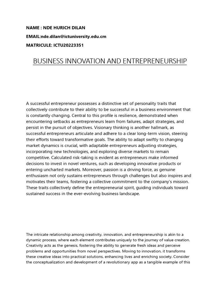 Traits of Successful Entrepreneurs | PDF | Entrepreneurship | Creativity
