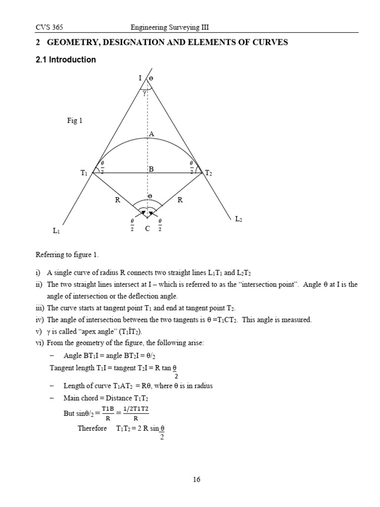 Curve Design and Setting Out Techniques | PDF | Angle | Tangent