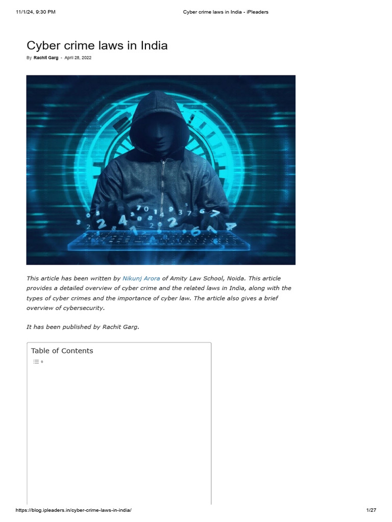 Overview of Cyber Crime Laws in India | PDF | Computer Security | Security