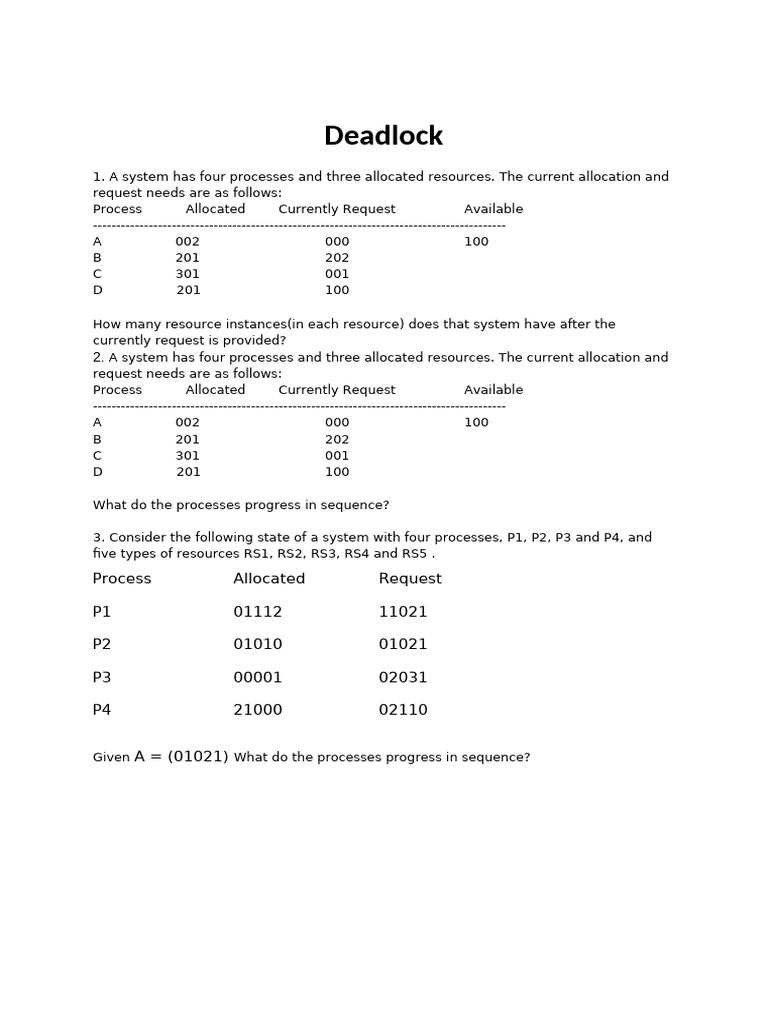 Deadlock Detection and Resource Allocation | PDF | Theoretical Computer ...