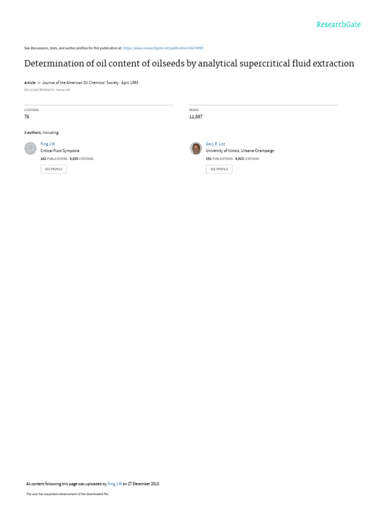 Determination of Oil Content of Oilseeds by Analyt | PDF | Vegetable ...