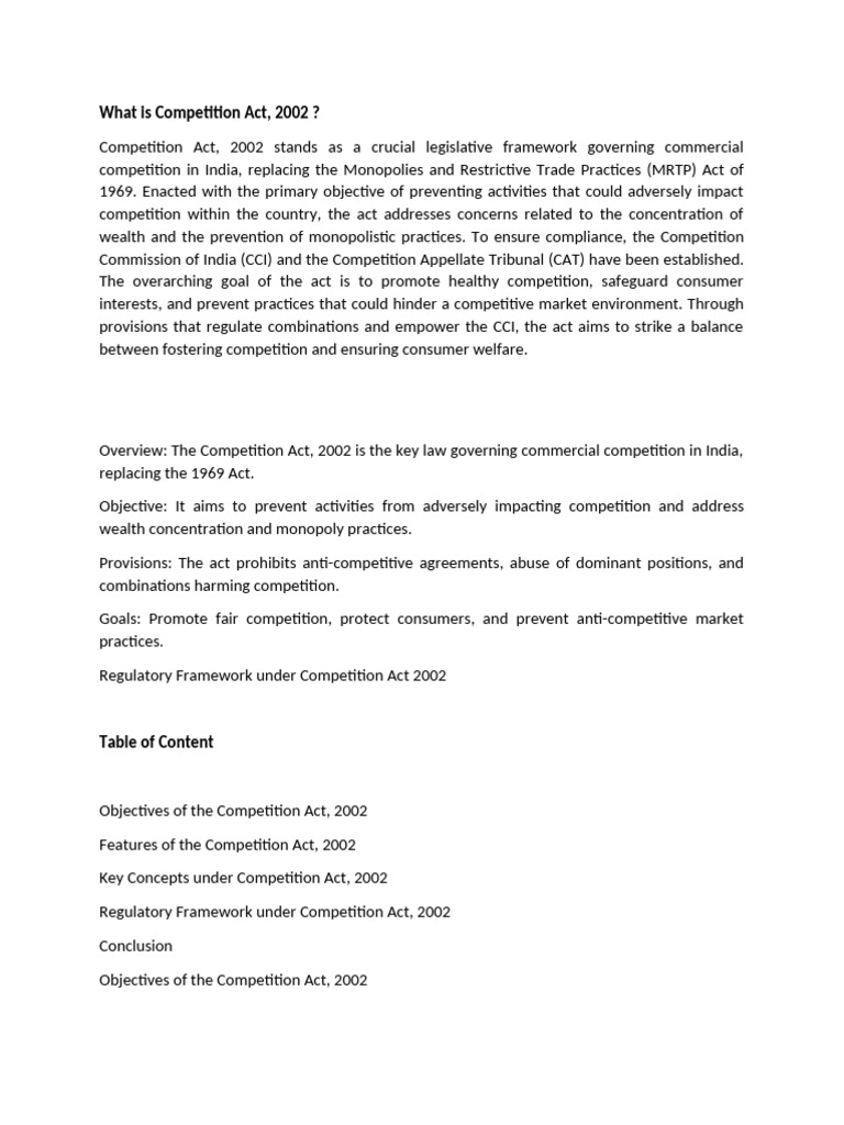 What Is Competition Act | PDF | Competition | Economics Of Regulation