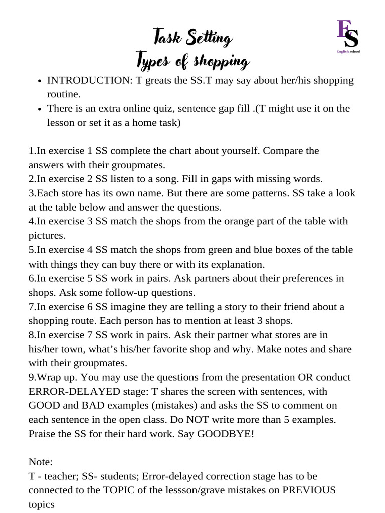Tutor - Types of Shopping | PDF