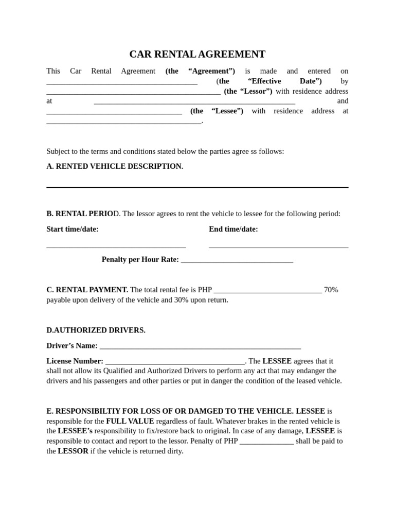 Car Rental Agreement | PDF
