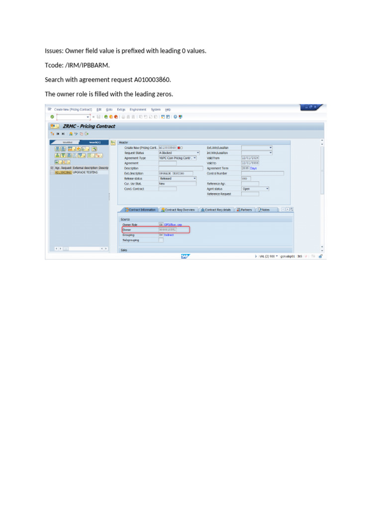 Leading Zeros in Owner Field Issue | PDF