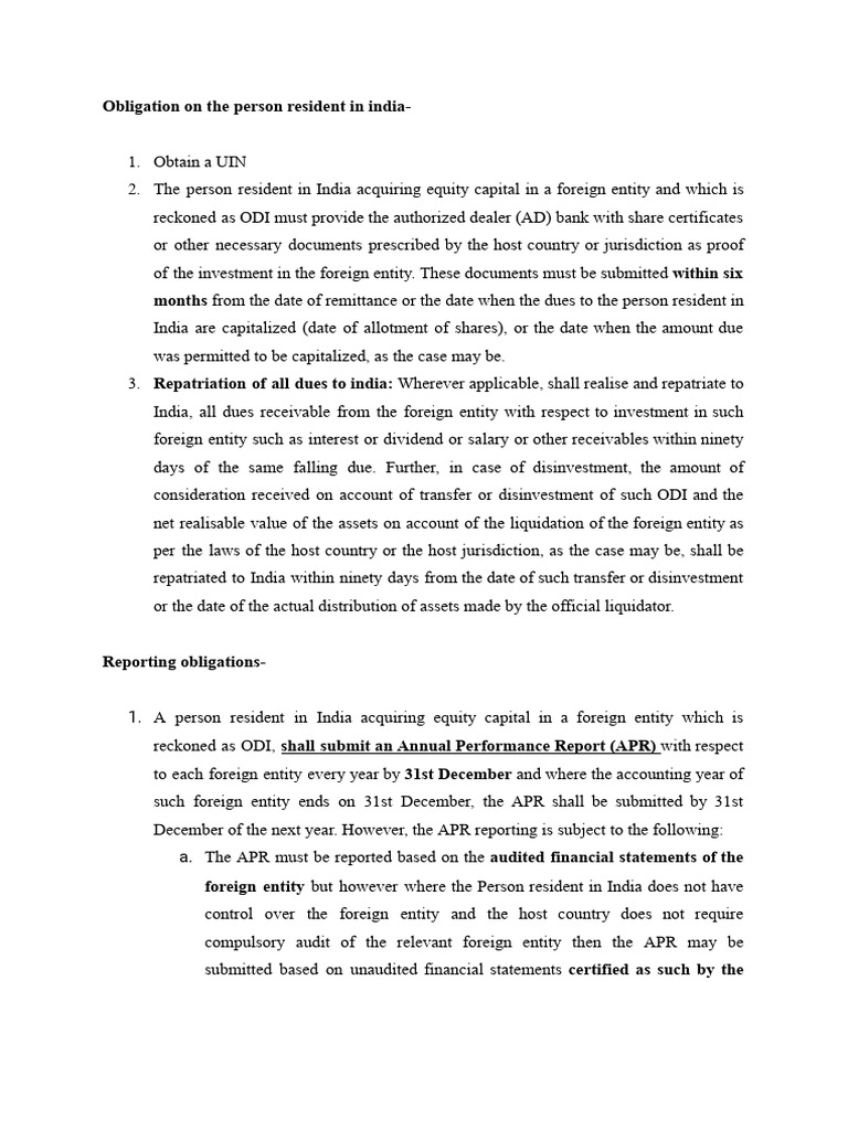 ODI Reporting for Step Down Subsidiaries | PDF | Equity (Finance ...