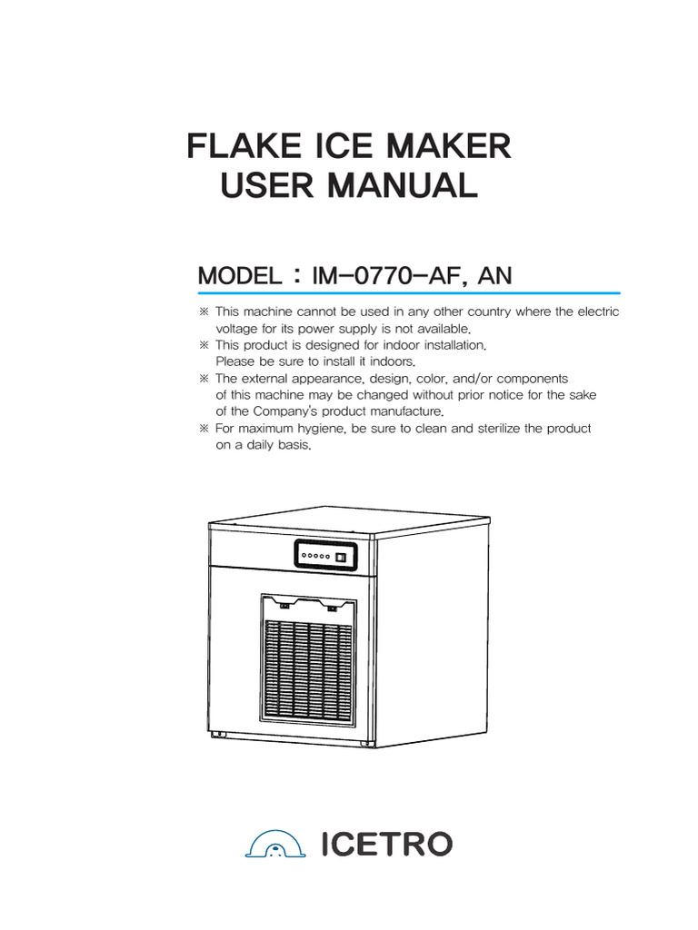 Flake Ice Maker User Manual IM-0770-AF/AN | PDF | Rust | Water