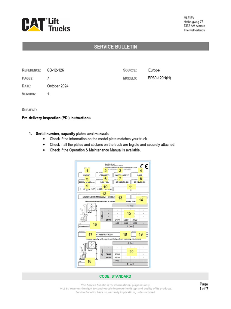 SB 12 126c - Pre Delivery Inspection (PDI) Instructions | PDF ...
