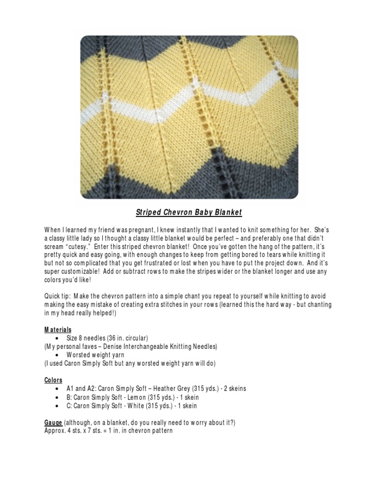 Striped Chevron Baby Blanket | PDF | Knitting | Needlework