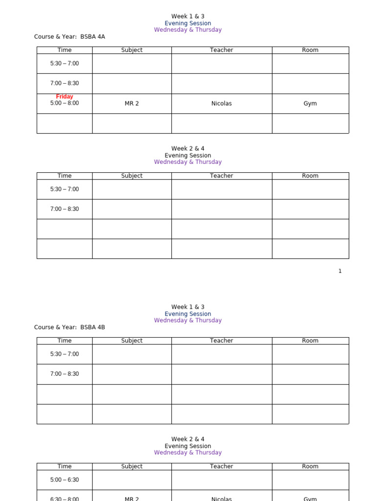 BSBA & BSTM Course Schedule Overview | PDF