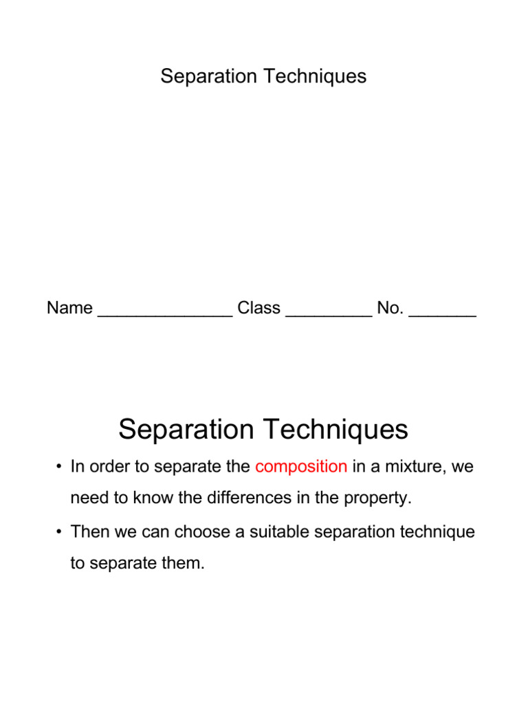 Separation Technique - Students | PDF | Distillation | Filtration