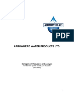 Arrowhead Water Products LTD.: Management Discussion and Analysis