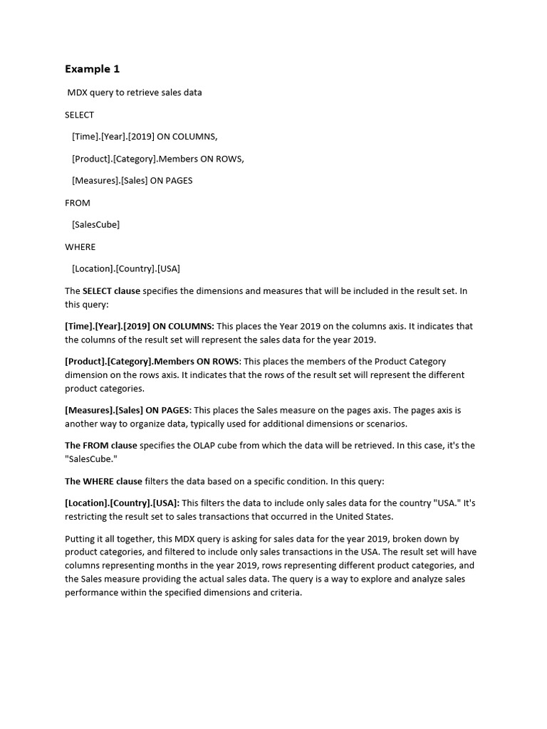 MDX Queries for Sales Data Analysis | PDF | Computer Data | Information ...