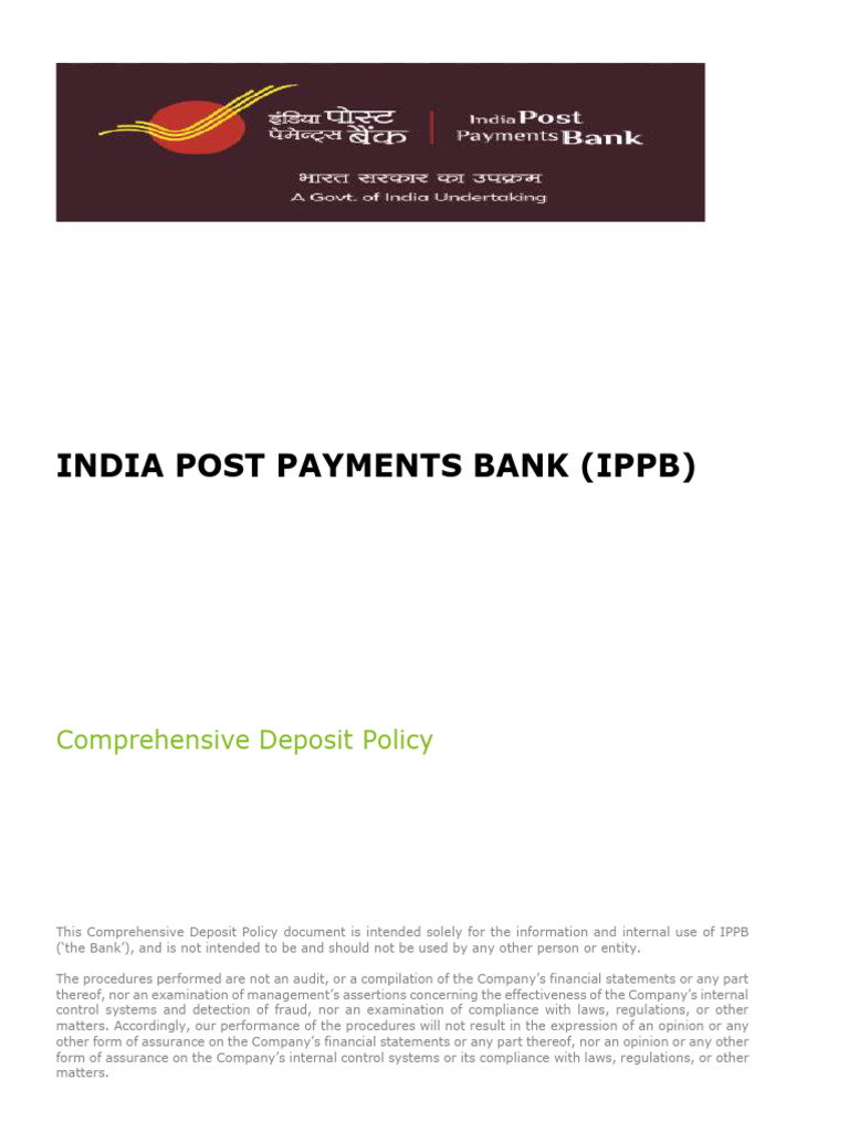 IPPB Internal Deposit Policy | PDF | Banks | Deposit Account