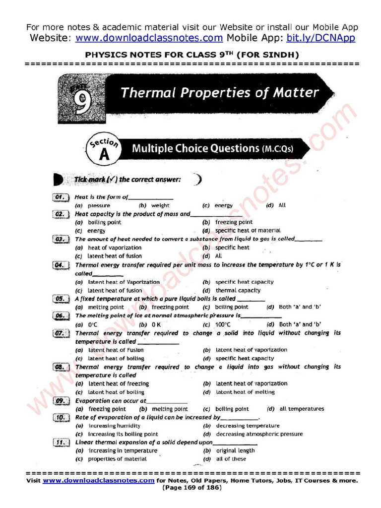 Sindh class 9 physics notes cha 9 pdf