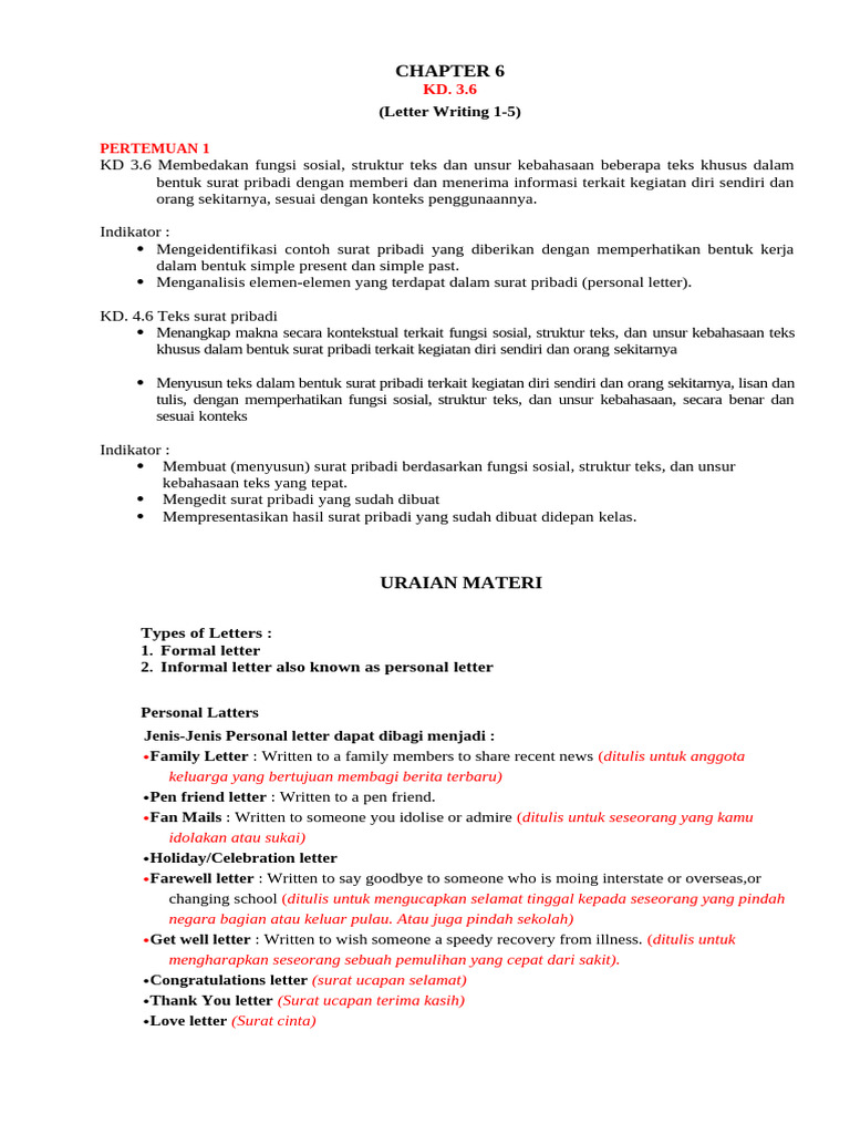 KD.3.6-1 Letter writing (Pen friend letter) | PDF | Syntax | Linguistic ...
