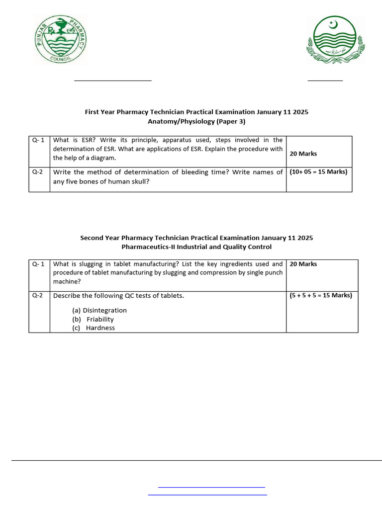 Pharmacy Technician Practical Exams 2025 | PDF