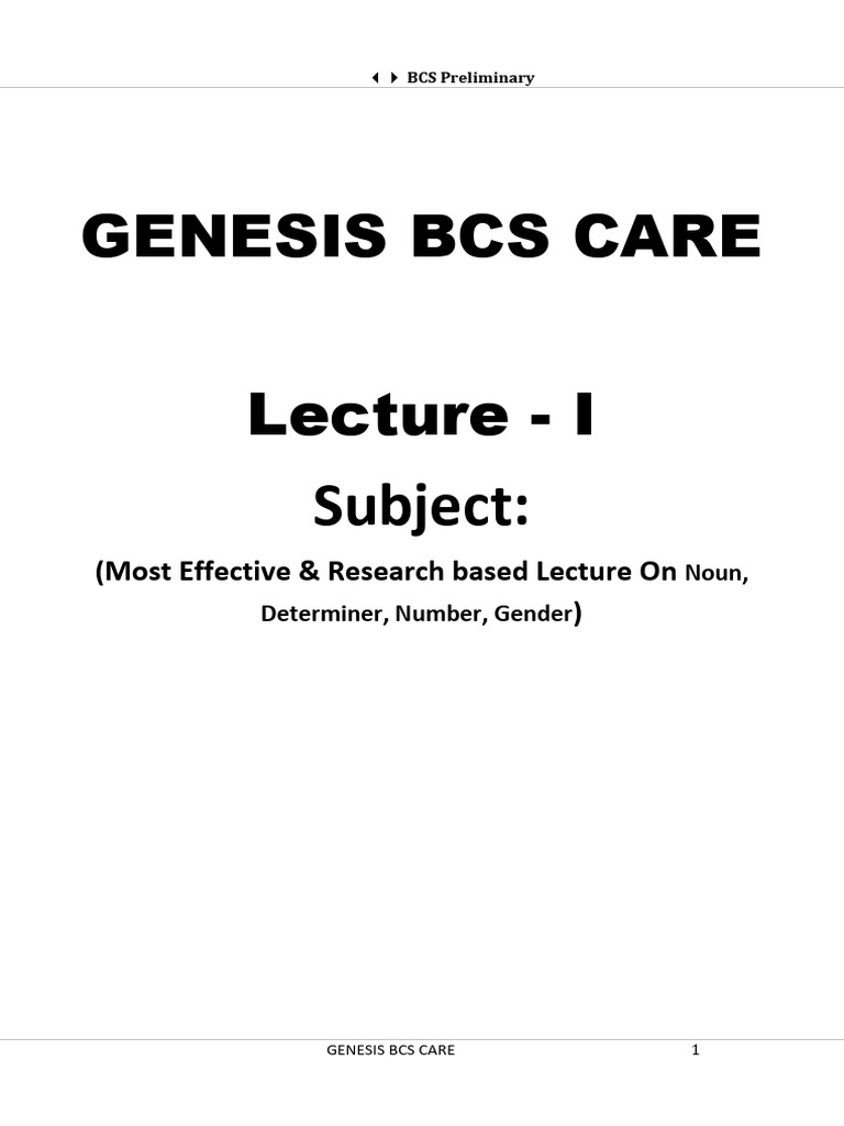 BCS English Noun Lecture Guide | PDF | Language Mechanics | Morphology