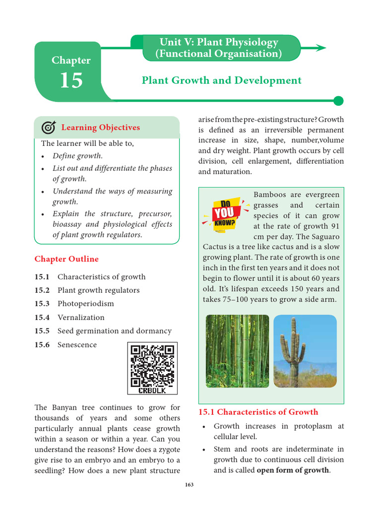 Tamilnadu Board Class 11 Botany Chapter 15 | PDF | Plant Hormone | Auxin