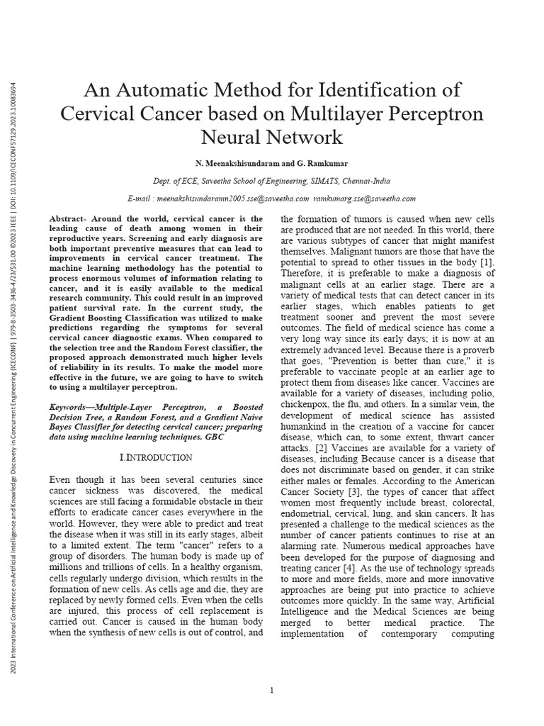An Automatic Method For Identification of Cervical Cancer Based On ...