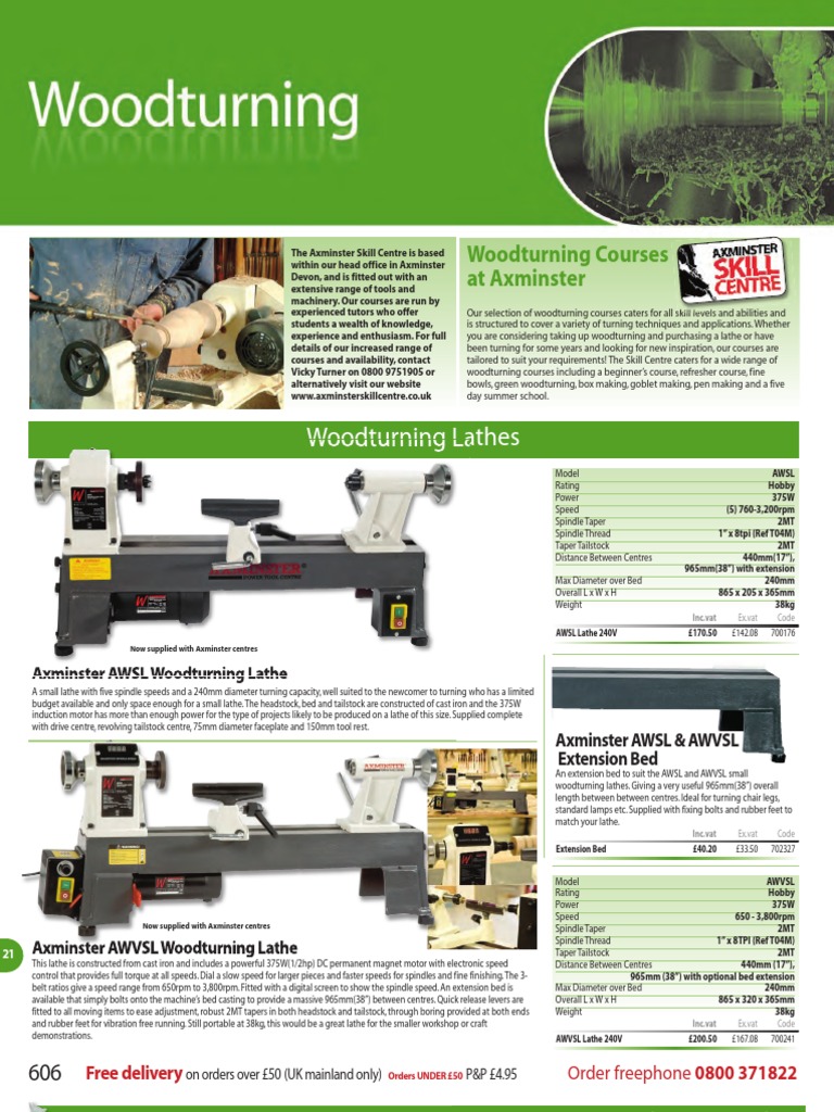 Axminster 21 Woodturning p606p647 PDF Electric Motor Machining