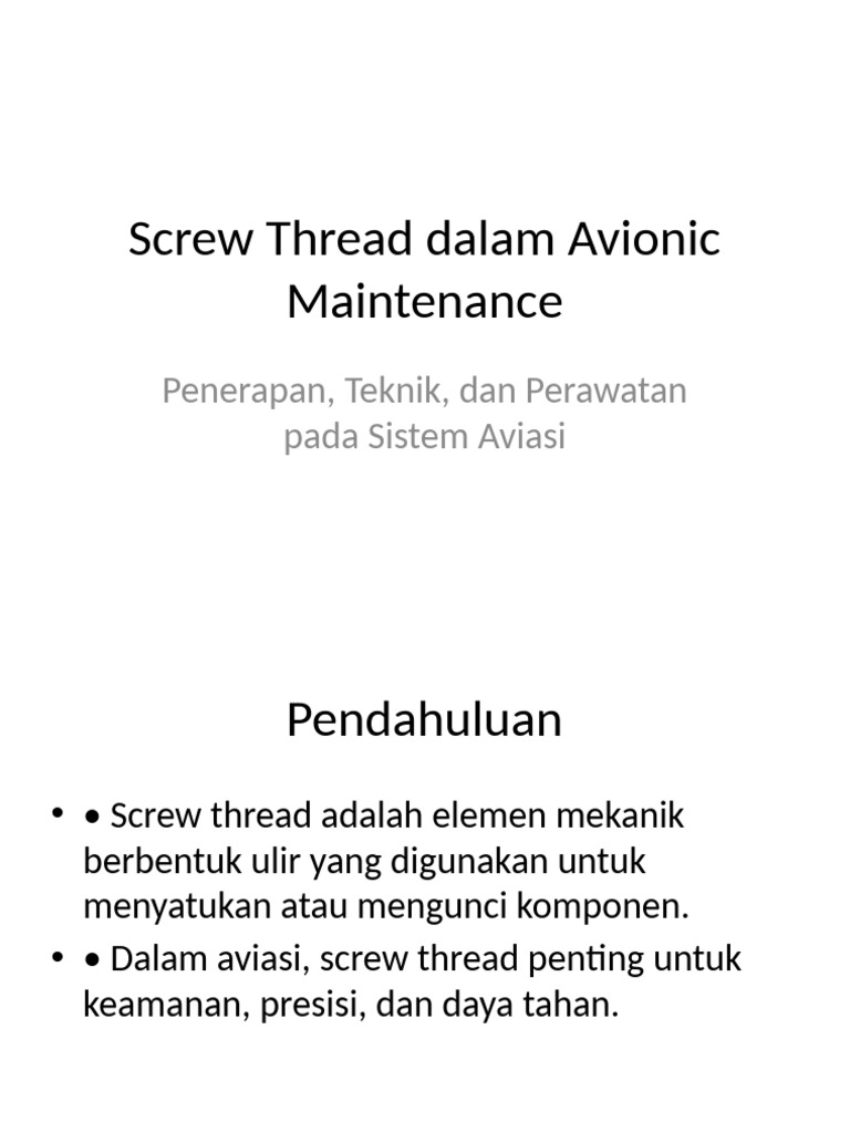 Screw Thread Avionic Maintenance | PDF