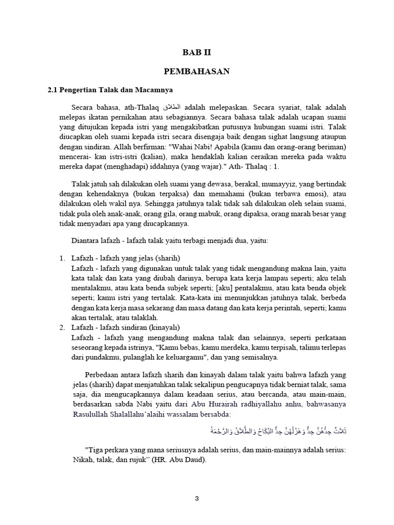 Pengertian dan Hukum Talak | PDF