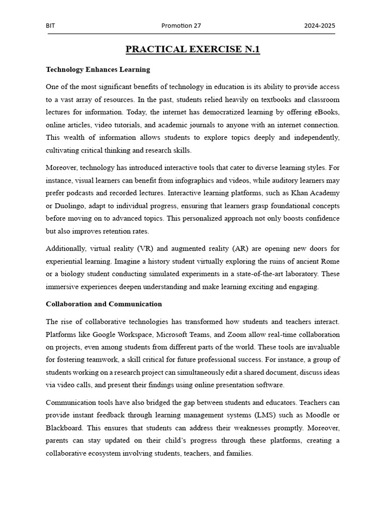 Practical Exercise 1 Pdf Learning Virtual Reality