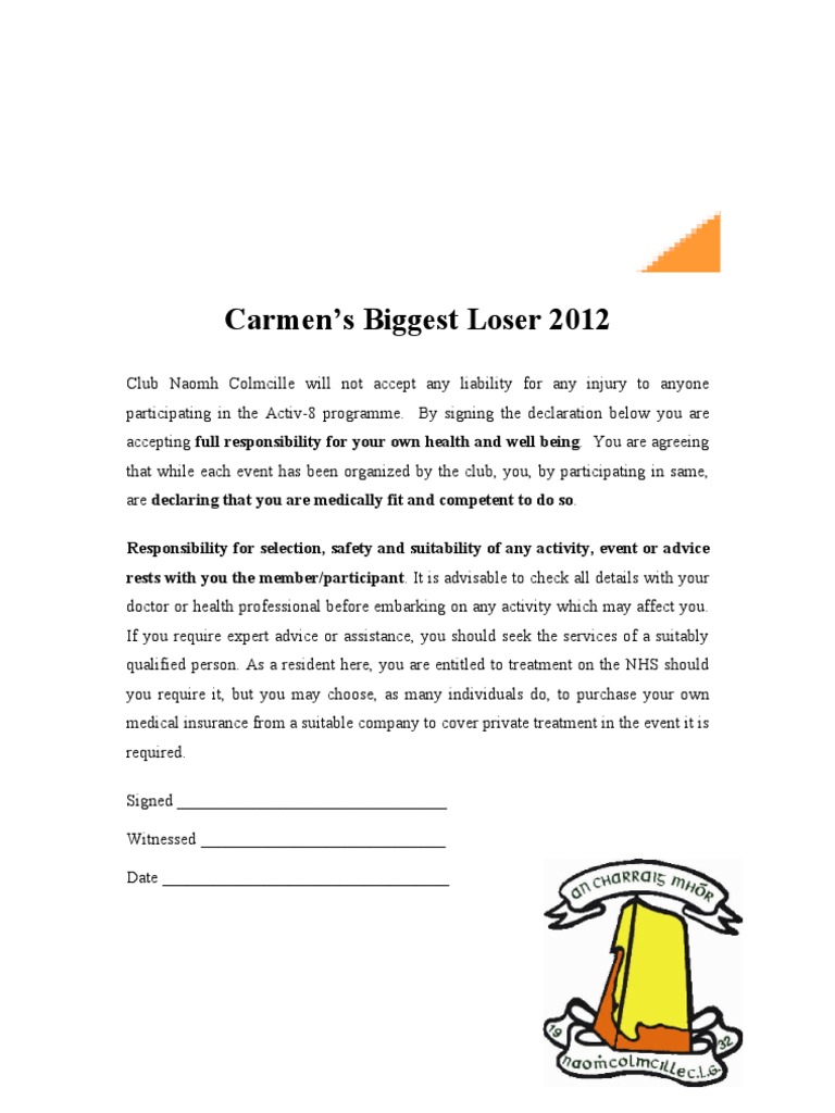 Liability Waiver for Activ-8 Program | PDF | Lifestyle