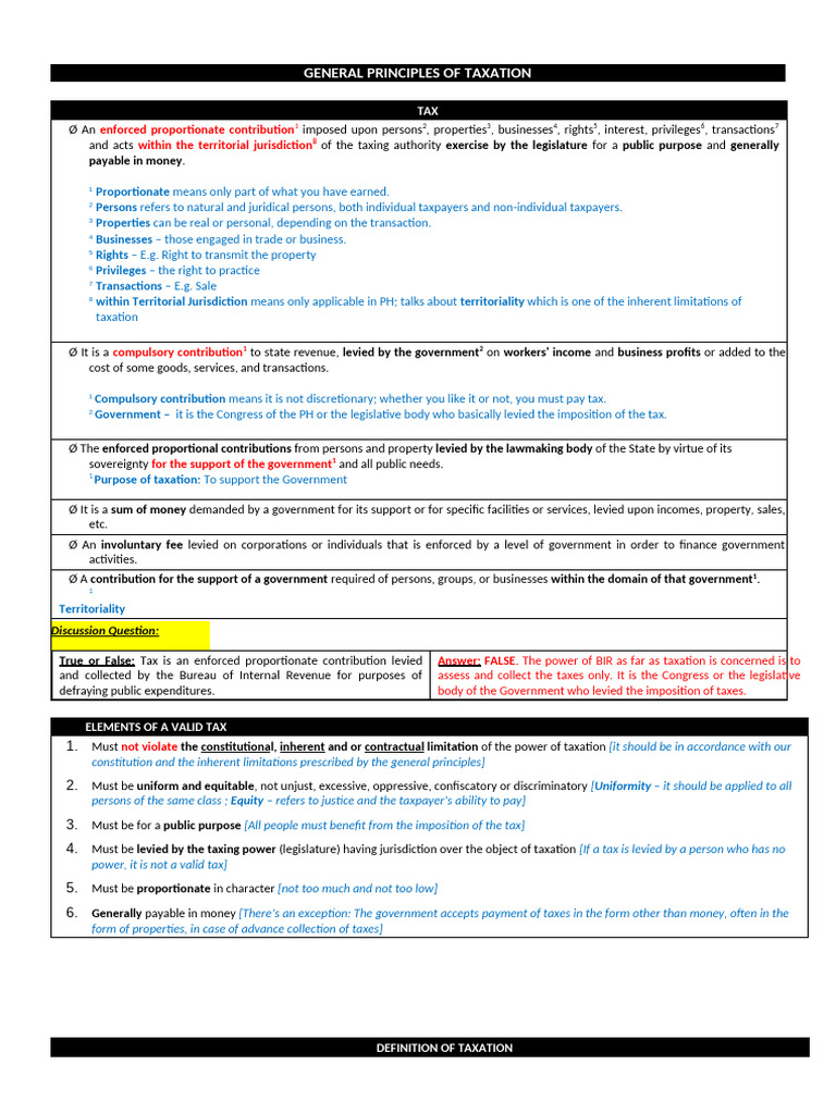 Principles Of Taxation Explained Pdf Taxes Double Taxation